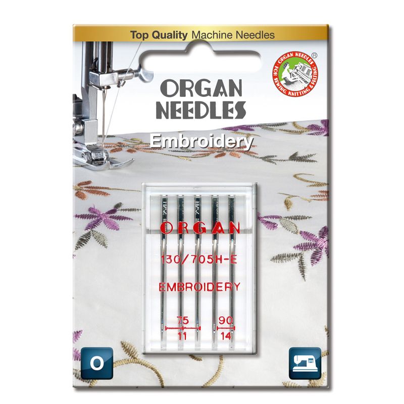 Organ Symaskinnåler Brodering 75-90 5pk
