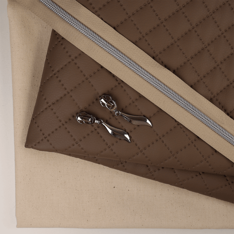 Maia Mappe Pakke - Taupe Quilt Skai / Ubleket Kanvas