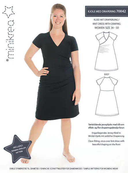 Kjole med drapering dame (Minikrea 70042)