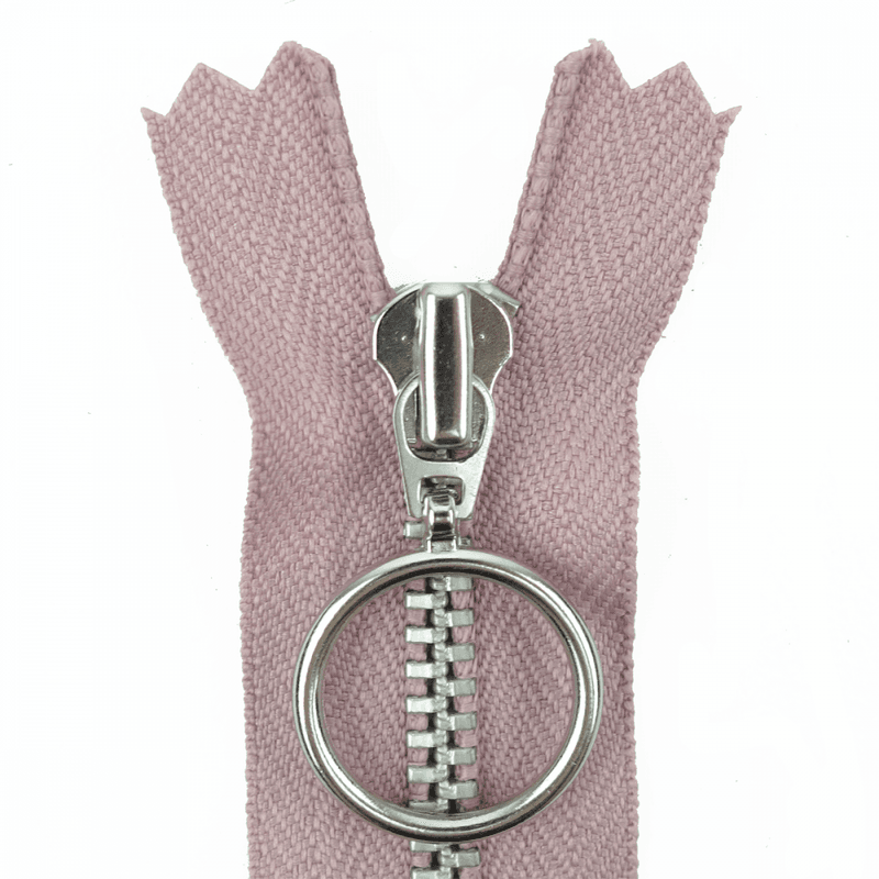 Støvrosa - Metall Glidelås m/ring- YKK 4 mm