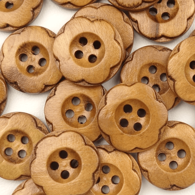 Hovedbilde Flowerwood Golden Brown  18 mm Tre Knapp