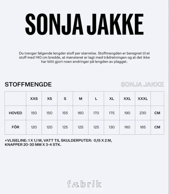 Hovedbilde Sonja Jakke - Fæbrik