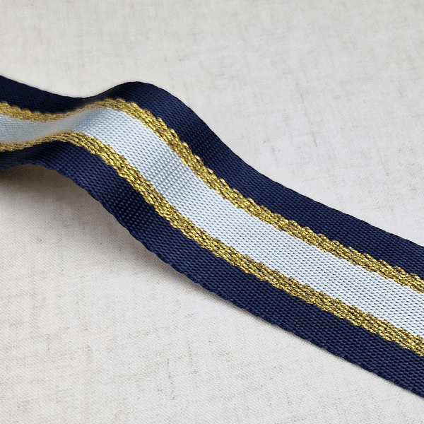 Stripe Marine/Gull Metallic  - Vevd Bånd 40 mm