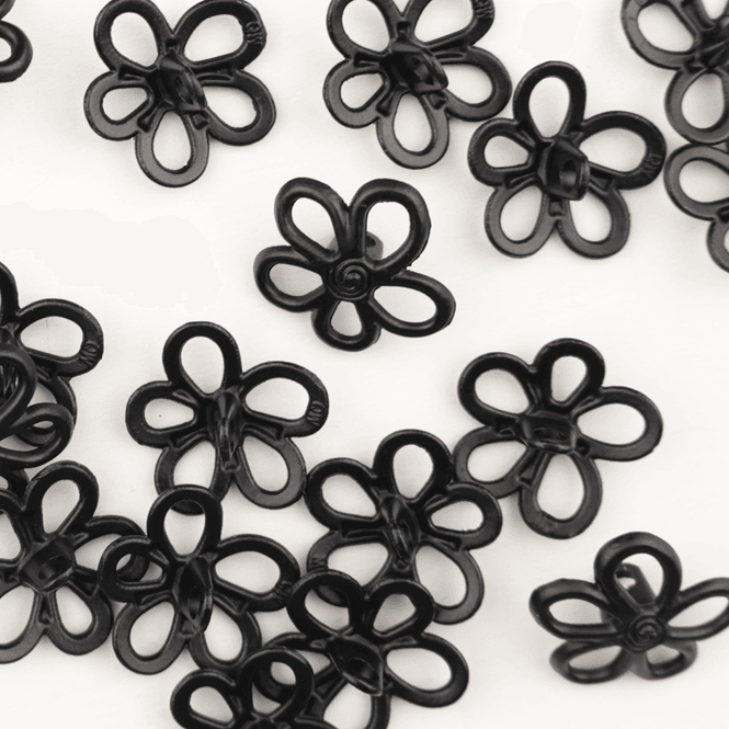 Hovedbilde Daisy Matt Sort - 18 mm Metall Knapp