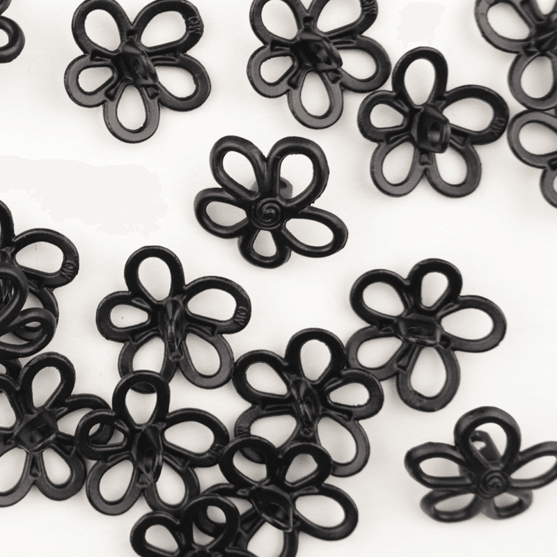 Daisy Matt Sort - 18 mm Metall Knapp
