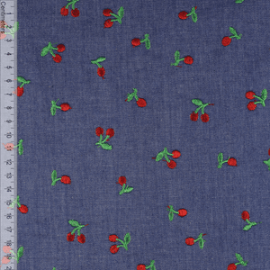 Hovedbilde Cherries - Brodert Chambray