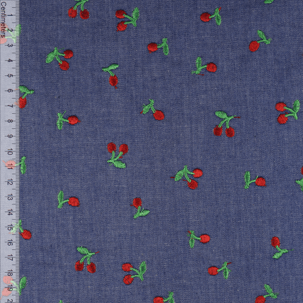 Cherries - Brodert Chambray
