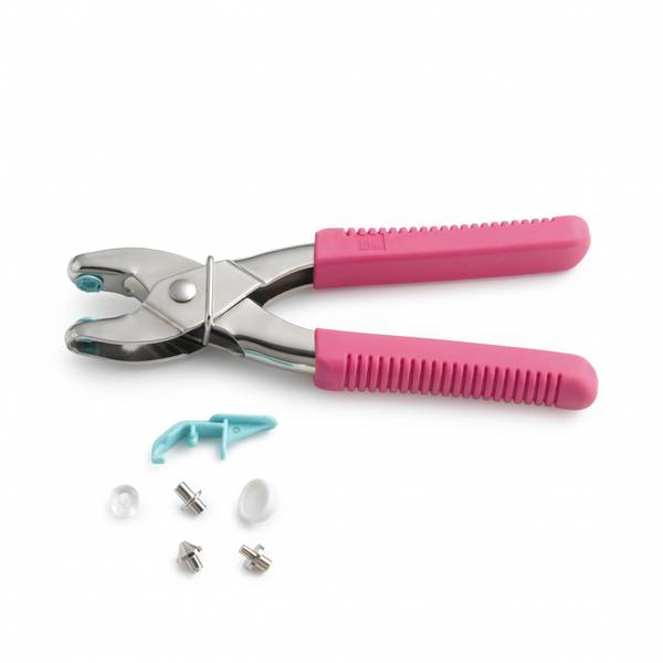 Rosa Prymtang inkl innsats for plasttrykknapper