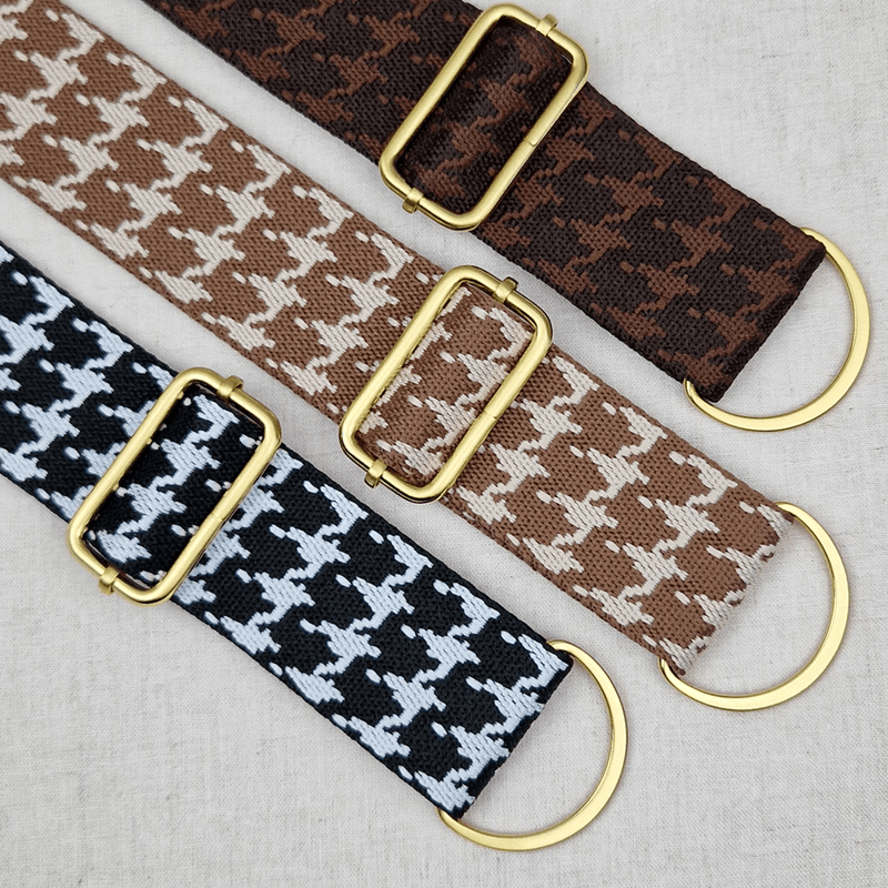 Hundetann Sort/Hvit - Vevd Bånd 38 mm