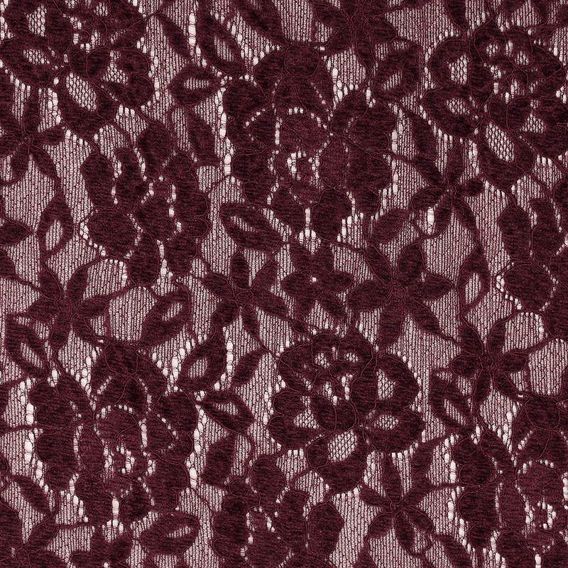 Bordeaux - Deluxe Elastisk Blondestoff