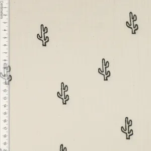Hovedbilde Cactus Ecru - Brodert Musselin