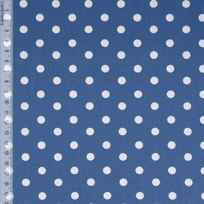 Hovedbilde Jeansblå Polkadot - Fast Bomull
