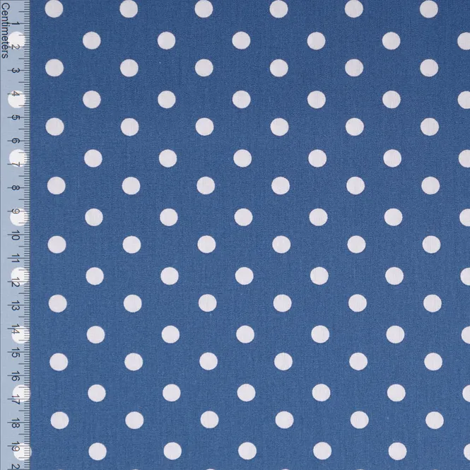 Hovedbilde Jeansblå Polkadot - Fast Bomull