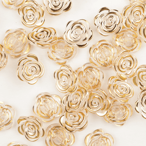 Hovedbilde Glassrose Gull - 13 mm Resin Knapp