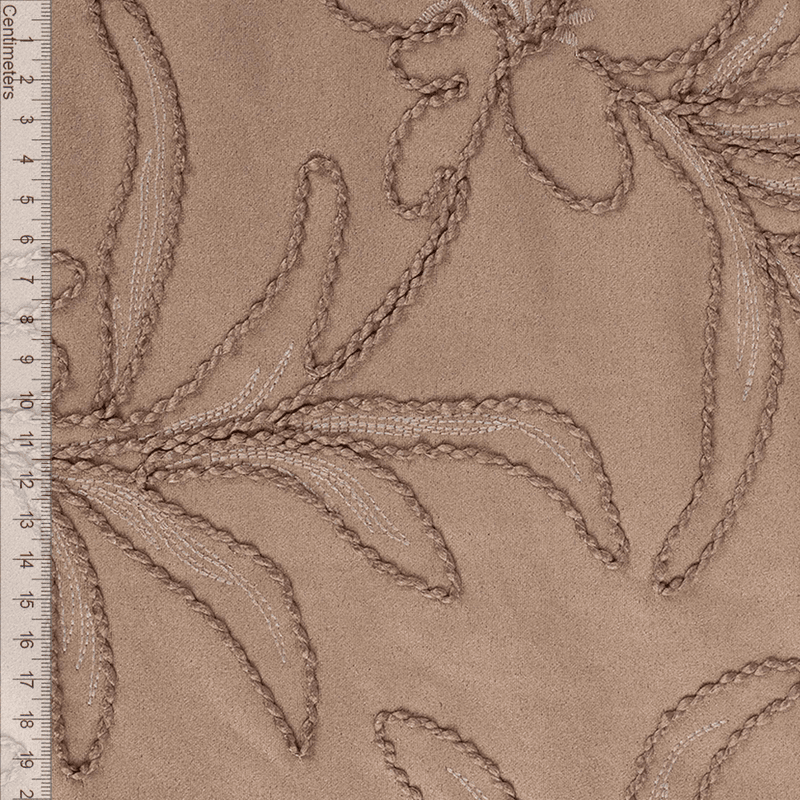 Floral Beige - Scuba Suede