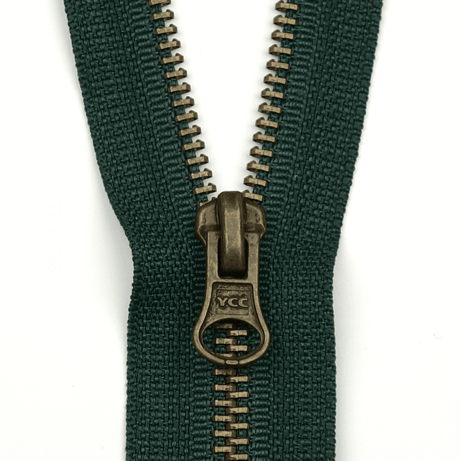 Hovedbilde Mørk Grønn - Antikk Messing Glidelås (6 mm)