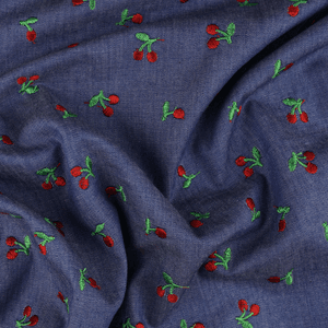 Hovedbilde Cherries - Brodert Chambray