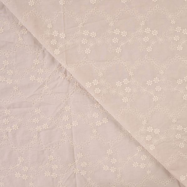 Rekkeblomst Sand - Brodert Bomull