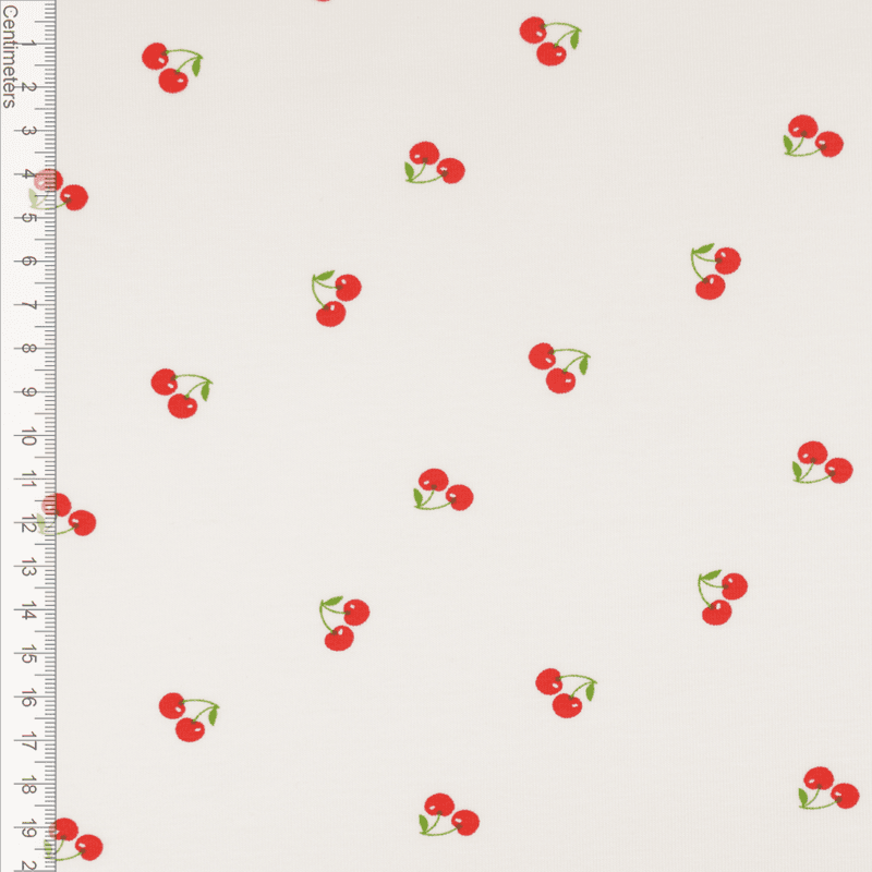 Tiny Cherries Hvit - Jersey