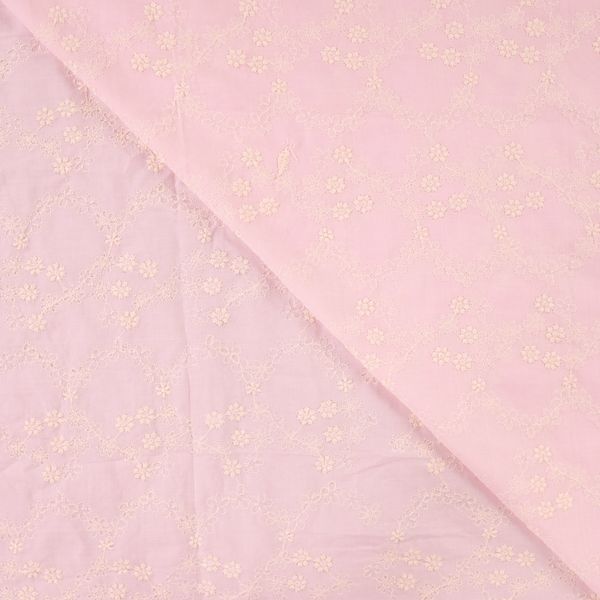 Rekkeblomst Rosa - Brodert Bomull