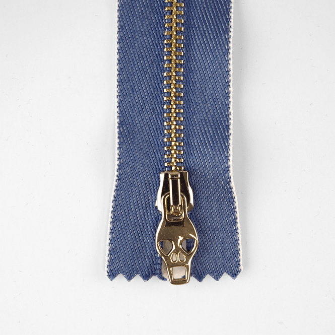 Hovedbilde Skull Messing Glidelås - Jeans/Gull - 5 mm