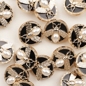 Hovedbilde Bee Gull - 18 mm Metall Knapp