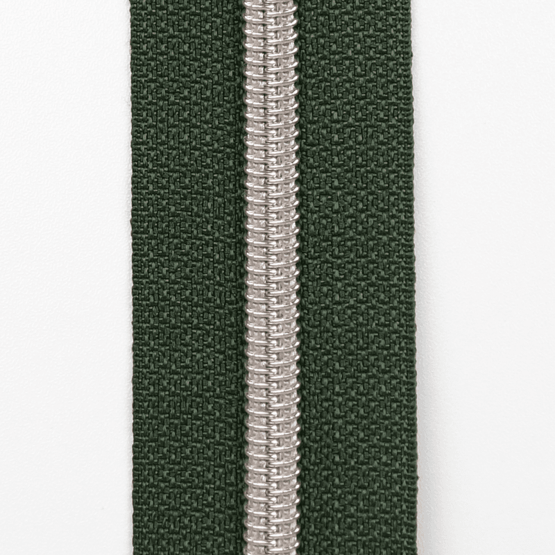 Sølv/Hunter - 3 m Glidelås 6,5 mm