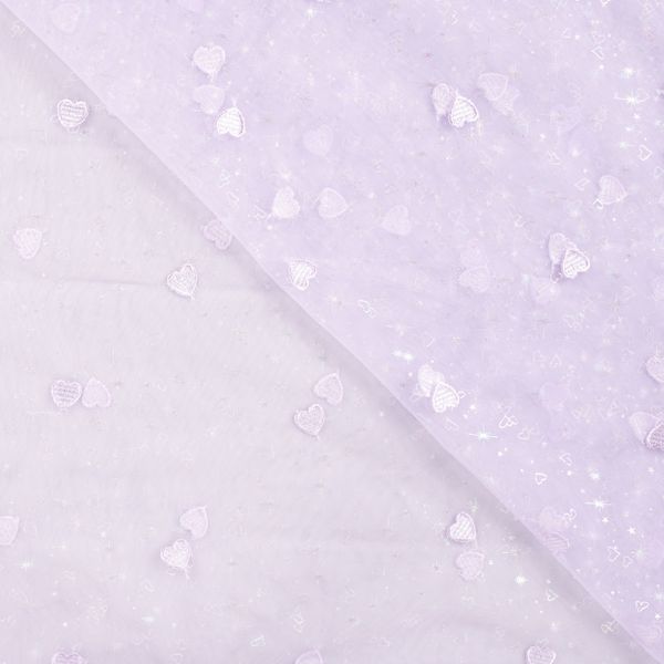 Hjertefin Lavendelrosa - Brodert Tyll