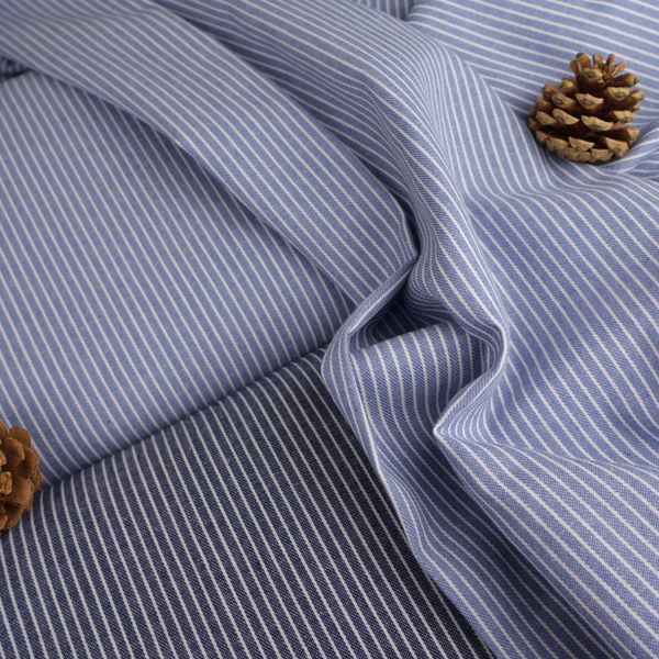 M&oslash;rk Bl&aring; Striper - Polycotton