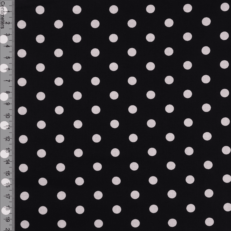 Sort Polkadot - Fast Bomull