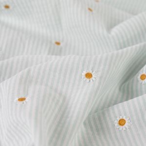 Hovedbilde Daisy Stripe Lys Gr&oslash;nn - Seersucker Brodert Bomull
