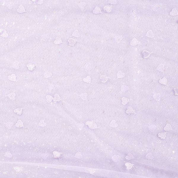 Hjertefin Lavendelrosa - Brodert Tyll