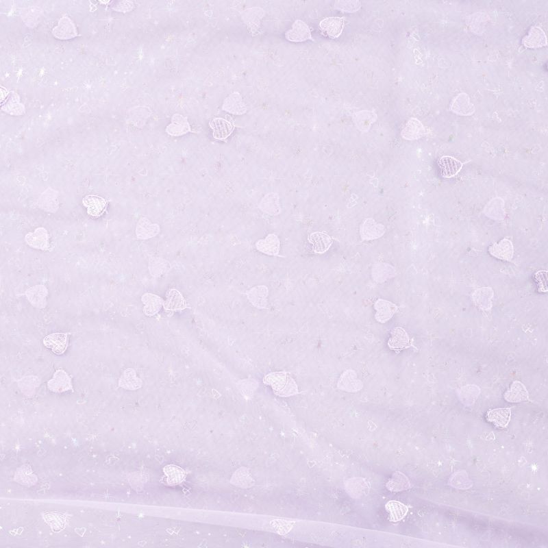 Hjertefin Lavendelrosa - Brodert Tyll