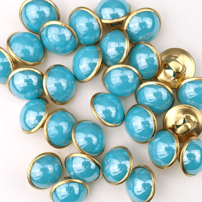 Hovedbilde Perle Aqua - 10 mm Metall Knapp
