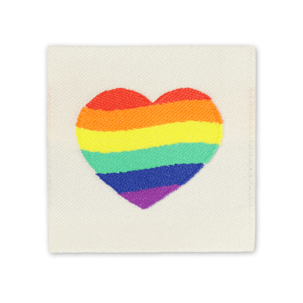 Regnbuehjerte - Merkelapp 30x30 mm