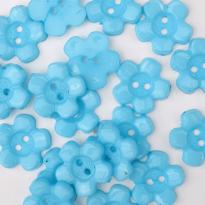 Hovedbilde Blomst Aqua - 15 mm Resin Knapp