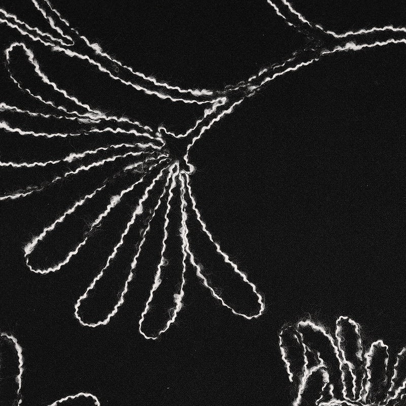 Flora Sort - Brodert Jakkestoff