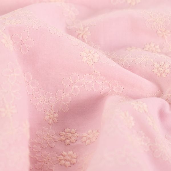 Rekkeblomst Rosa - Brodert Bomull