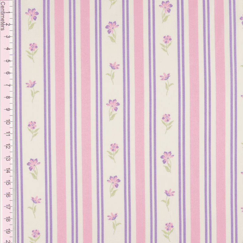 Stripeblomst Lavendel - Fast Bomull