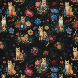 Hovedbilde Midnight Garden Cats - Kanvas