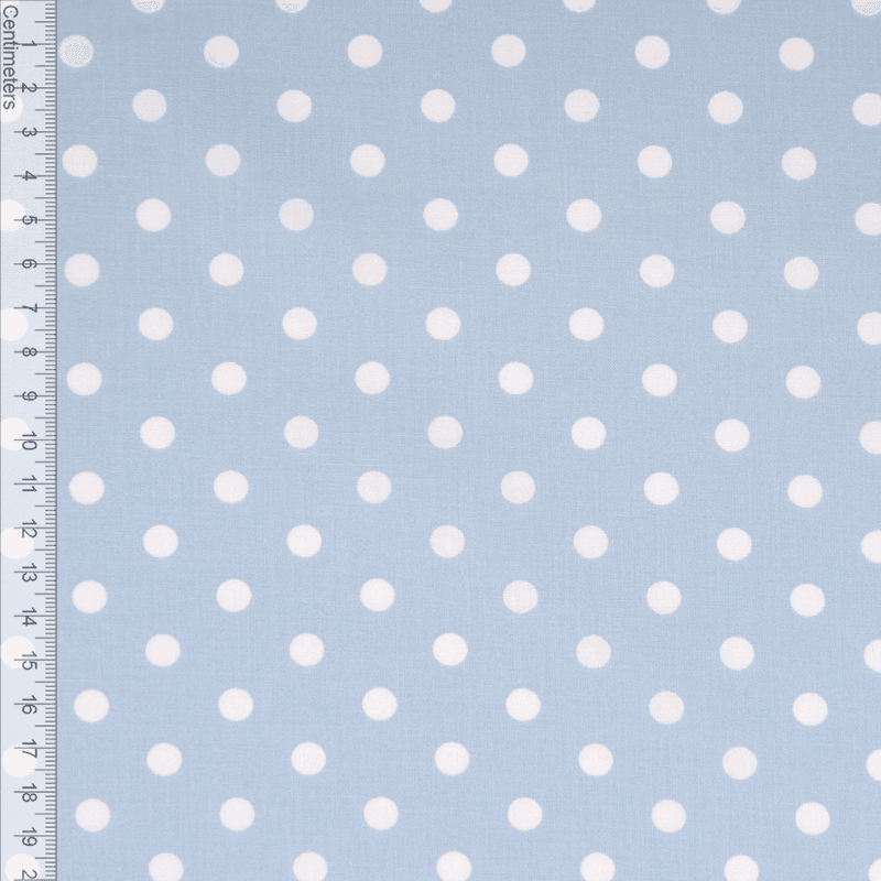 Babyblå Polkadot - Fast Bomull